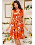 Rochie Iarina portocalie cu imprimeuri