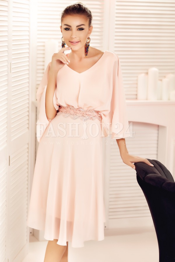 Rochie eleganta Liana roz pudra