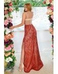 Rochie lunga in nuante de rosu eleganta