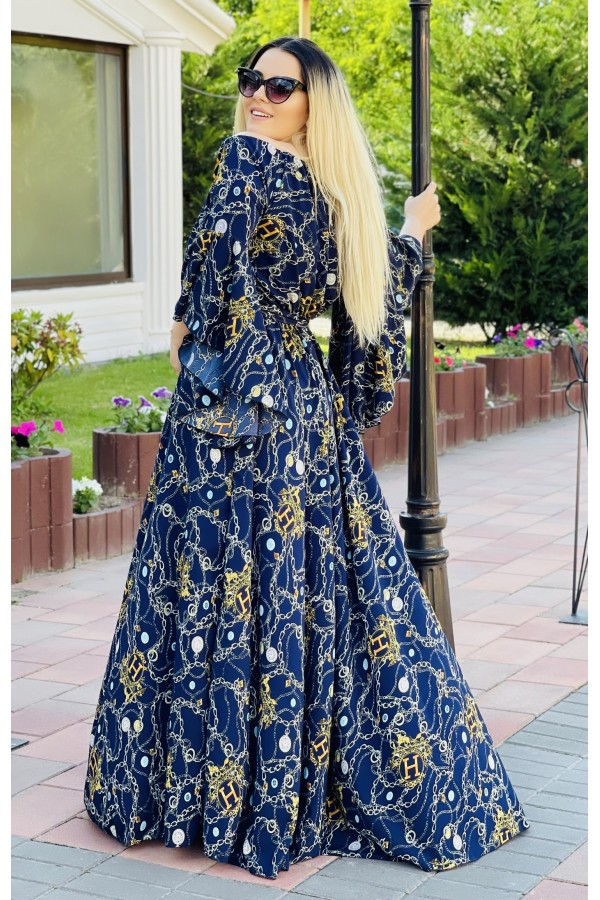 Rochie lunga eleganta Rania cu model cu lanturi