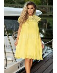 Rochie galbena cu dantela si insertii florale