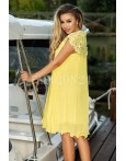 Rochie galbena cu dantela si insertii florale