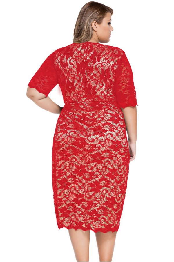 Rochie Din Dantela Red Intuition XXL